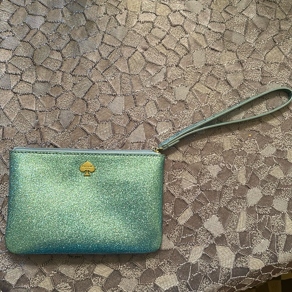 Kate spade blue glitter wristlet